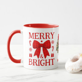 Kerst koffiemok met vrolijke rode gingham strik mok