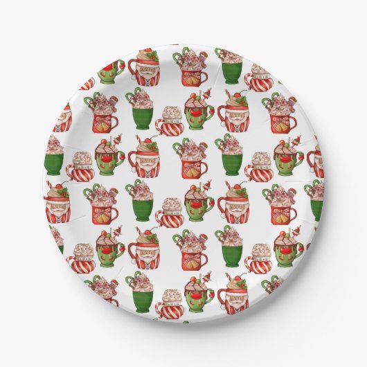 Kerst Koffiepatroon 7"Rond Document Bord (Voorkant)