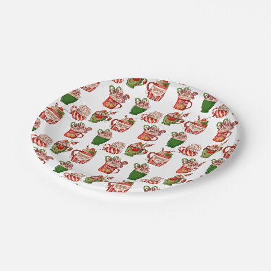 Kerst Koffiepatroon 7"Rond Document Bord (Gekanteld)