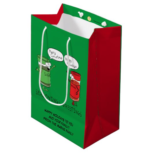 Kerst Koken Grappige Chef Kruiden Medium Cadeauzakje (Voorkant Gekanteld)