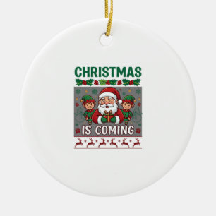 Kerst komt eraan Kerstman Elfen Rendieren Keramisch Ornament