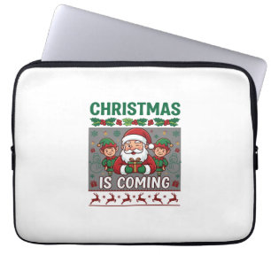 Kerst komt eraan Kerstman Elfen Rendieren Laptop Sleeve
