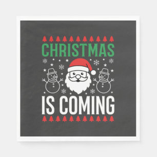 Kerst komt eraan Kerstman Sneeuwman Servet