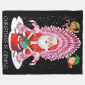 Kerst komt eraan, Santa Claus Cane Snoep Throne Fleece Deken (Voorkant (Horizontaal))