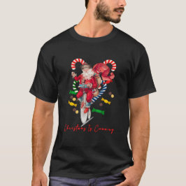 Kerst komt eraan Santa Kaneelstok Troon T-shirt