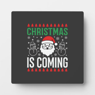 Kerst komt Kerstman Sneeuwman Fotoplaat