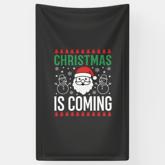Kerst komt Kerstman Sneeuwman Spandoek (Verticaal)