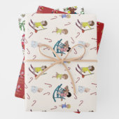 Kerst komt, maar een keer verpakken papier set van inpakpapier vel (In situ)