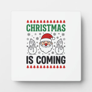 Kerst komt met Kerstman Sneeuwman ontwerp Fotoplaat