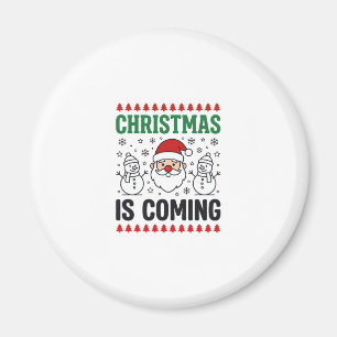 Kerst komt met Kerstman Sneeuwman ontwerp Magneet