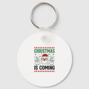 Kerst komt met Kerstman Sneeuwman ontwerp Sleutelhanger