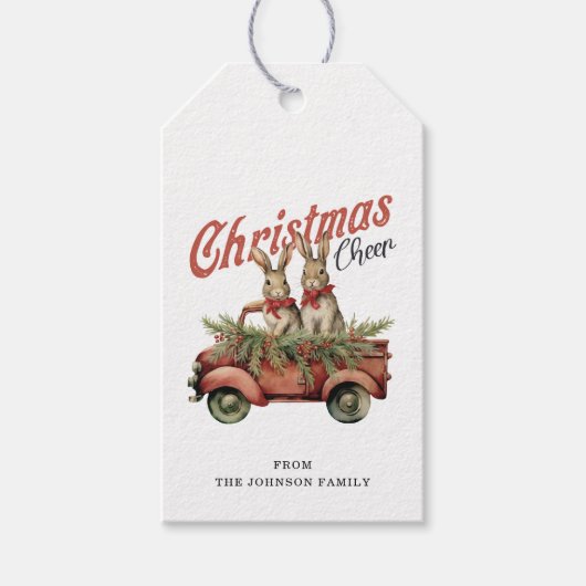 Kerst Konijn Cadeau Labels Cadeaulabel (Voorkant)