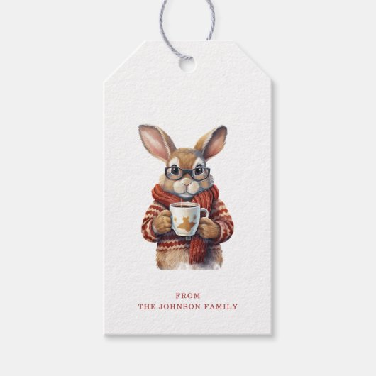 Kerst Konijn Cadeau Labels Cadeaulabel (Voorkant)