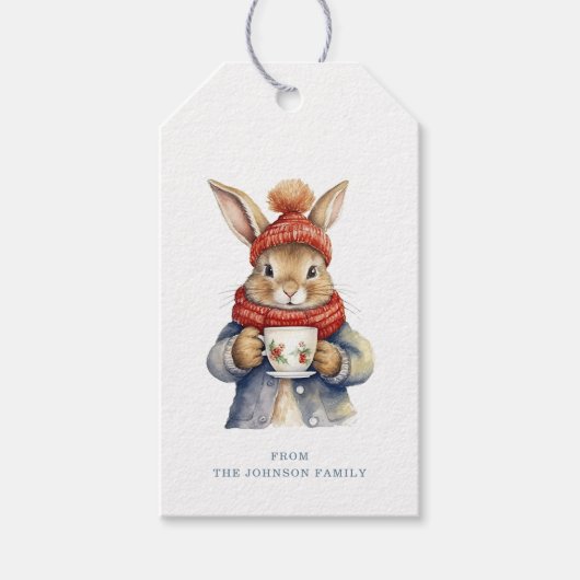 Kerst Konijn Cadeau Labels Cadeaulabel (Voorkant)