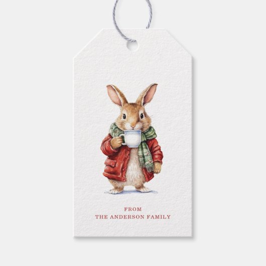 Kerst Konijn Cadeau Labels Cadeaulabel (Voorkant)