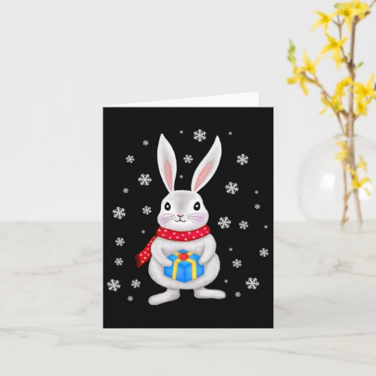 Kerst Konijn Konijn Kerstkinderen Kaart (Gele Bloem)