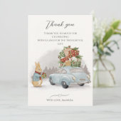 Kerst Konijn Peter en Auto Bedankkaart (Staand voorkant)