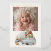 Kerst Konijn Peter en Auto Folie Feestdagenkaart (Voorkant)