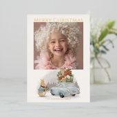 Kerst Konijn Peter en Auto Folie Feestdagenkaart (Staand Voorkant)
