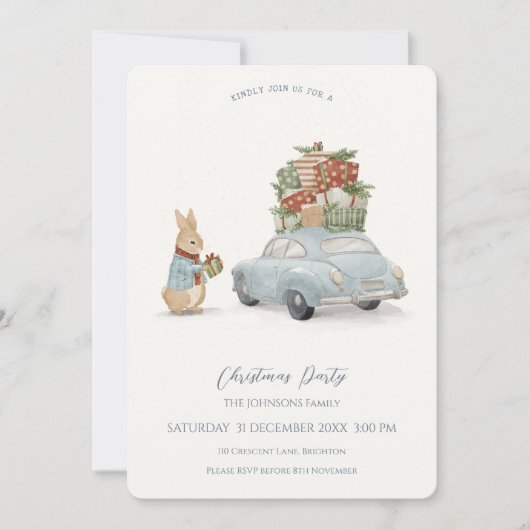 Kerst Konijn Peter en Auto Kaart (Voorkant)