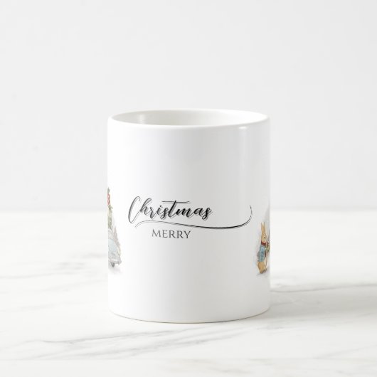 Kerst Konijn Peter en Auto Koffiemok (Center)