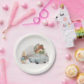 Kerst Konijn Peter en Auto Papieren Bordje (Feest)