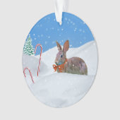 Kerst, konijn, sneeuw, snoeprietjes ornament (voorkant)