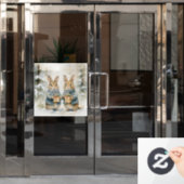 Kerst Konijn Venster Cling Raamsticker (Kantoordeur)