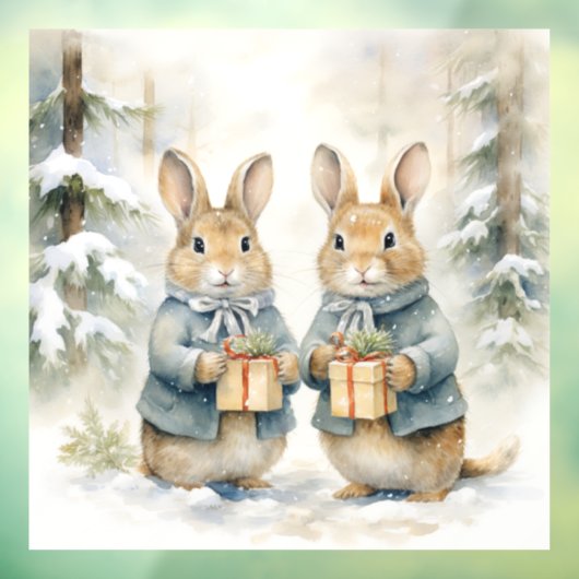 Kerst Konijn Venster Cling Raamsticker (Vel 3)