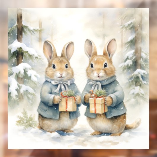 Kerst Konijn Venster Cling Raamsticker (Vel 2)