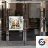 Kerst Konijn Venster Cling Raamsticker (Kantoordeur)