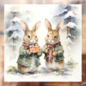 Kerst Konijn Venster Cling Raamsticker (Vel 2)