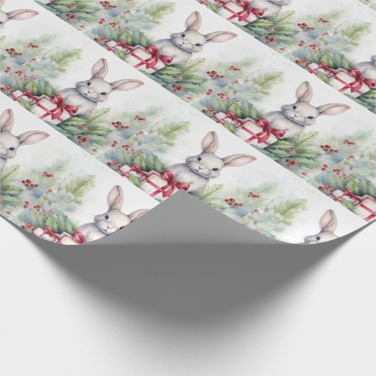 Kerst Konijn Wrapping Papier (Hoek)