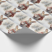 Kerst Konijn Wrapping Papier (Hoek)