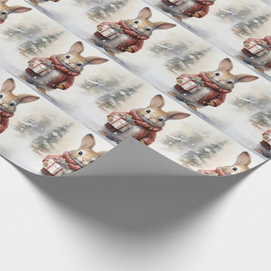 Kerst Konijn Wrapping Papier (Hoek)