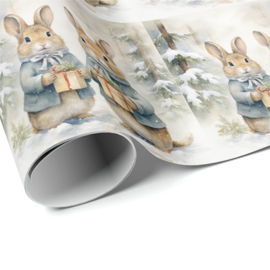 Kerst Konijn Wrapping Papier (Rol Hoek)