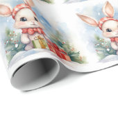 Kerst Konijn Wrapping Papier (Rol Hoek)