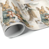 Kerst Konijn Wrapping Papier (Rol Hoek)