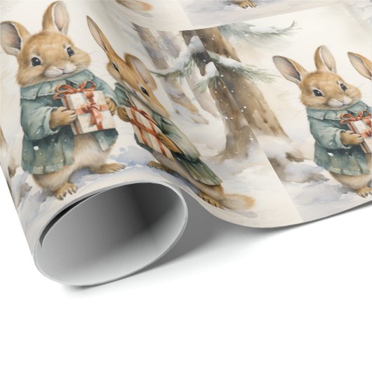 Kerst Konijn Wrapping Papier (Rol Hoek)