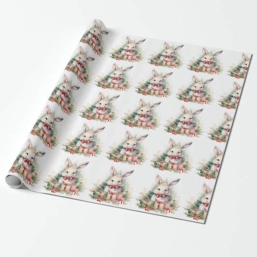 Kerst Konijn Wrapping Papier (Uitgerold)