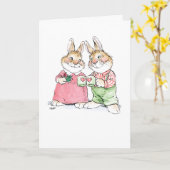 Kerst Konijnen Koppel Kaart (Gele Bloem)