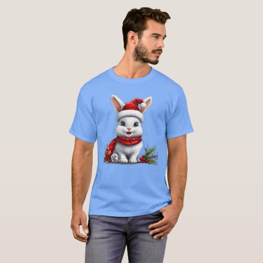 Kerst konijntje retro t-shirt (Voorkant volledig)