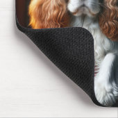 Kerst Koning Charles Spaniel Op een Rode Stoel Muismat (Hoek)