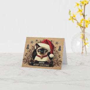 Kerst koninklijke Siamese Kat, Santa Kitten Welkom Kaart