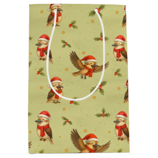 Kerst Kookaburra Aquarel Gift Bag Medium Cadeauzakje