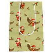 Kerst Kookaburra Aquarel Gift Bag Medium Cadeauzakje (Achterkant)