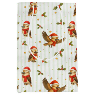 Kerst Kookaburra Aquarel Gift Bag Medium Cadeauzakje