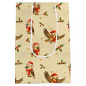 Kerst Kookaburra Aquarel Gift Bag Medium Cadeauzakje (Achterkant)