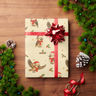 Kerst Kookaburra Watercolor Wrapping Paper Cadeaupapier