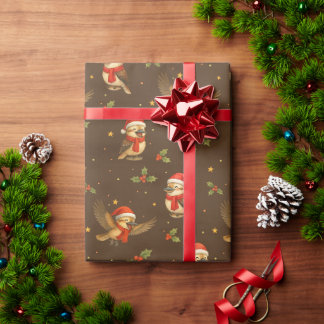 Kerst Kookaburra Watercolor Wrapping Paper Cadeaupapier